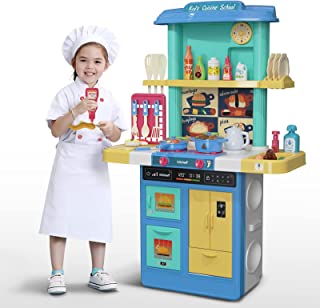 Photo 2 of ***MISSING COMPONENTS*** Kids Kitchen playset, Play Kitchen for Kids with 46 Pcs Kitchen Toy Accessories Set,Blue Kitchen Set w/ Real Sounds and Light, Toddler Kitchen Toys for Kids, Girls & Boys