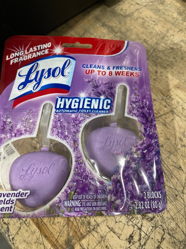 Photo 2 of 
Lysol Automatic In-The-Bowl Toilet Cleaner, Cleans and Freshens Toilet Bowl, Lavender Fields Scent, 2ct