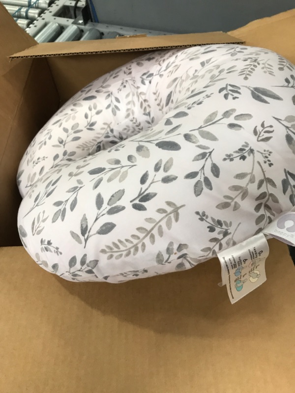 Photo 2 of Boppy Nursing Pillow and Positioner—Original | Gray Taupe Watercolor Leaves | Breastfeeding, Bottle Feeding, Baby Support | with Removable Cotton Blend Cover | Awake-Time Support