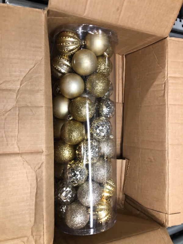 Photo 2 of 45PCS 2.36"(60mm) Christmas Ball Ornaments, Shatterproof Plastic Ball Present for Xmas Trees,Festival, Home Party and Wedding Party,Small Size Christmas Tree Ornaments(Platinum/Gold)
