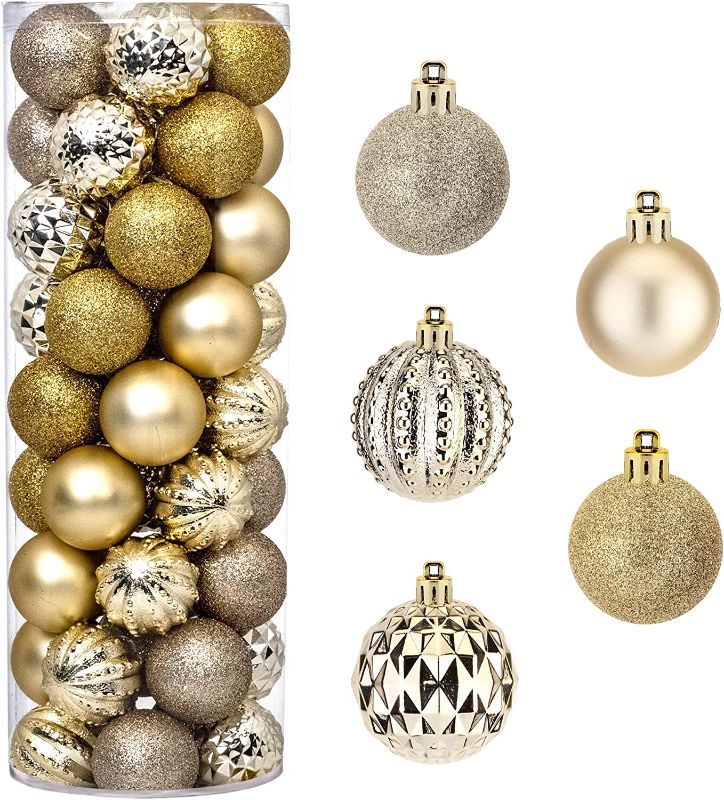 Photo 1 of 45PCS 2.36"(60mm) Christmas Ball Ornaments, Shatterproof Plastic Ball Present for Xmas Trees,Festival, Home Party and Wedding Party,Small Size Christmas Tree Ornaments(Platinum/Gold)
