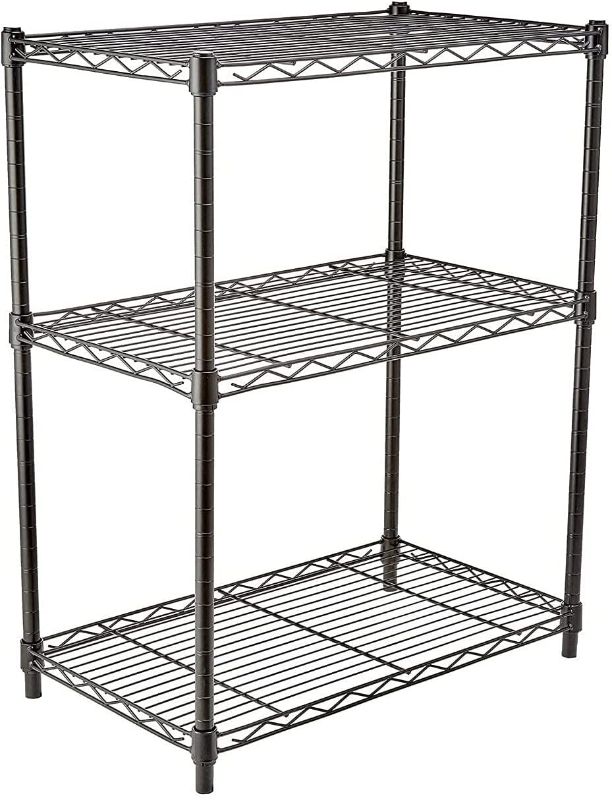 Photo 1 of 3-Shelf Adjustable, Heavy Duty Storage Shelving Unit (250 lbs loading capacity per shelf), Steel Organizer Wire Rack, Black (23.2L x 13.4W x 30H)
