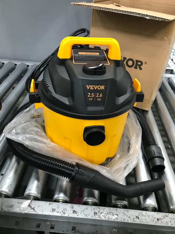 Photo 1 of VEVOR Wet Dry Vac, 2.6 Gallon, 2.5 Peak HP, 3 in 1 Shop Vacuum with Blowing Function, Portable with Attachments to Clean Floor, Upholstery, Gap, Car, ETL Listed, Yellow