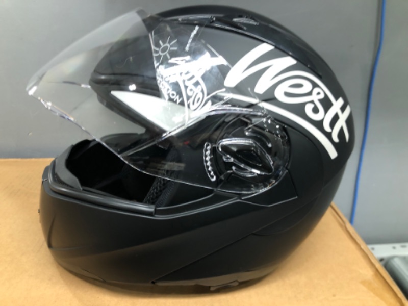 Photo 2 of Westt Torque Motorcycle Helmet - Modular Helmet Street Legal Motorcycle DOT Certified for Scooter Moped Motor Bike Helmet Medium Black