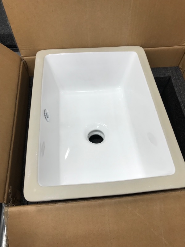 Photo 2 of 16 Inch Undermount Bathroom Sink Small Rectangle Undermount Sink White Ceramic Under Counter Bathroom Sink with Overflow (15.70"x11.69")
