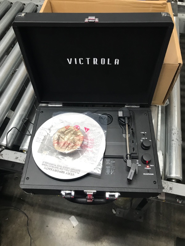 Photo 2 of Victrola Vintage 3-Speed Bluetooth Portable Suitcase Record Player with Built-in Speakers | Upgraded Turntable Audio Sound| Includes Extra Stylus | Black, Model Number: VSC-550BT-BK, 1SFA