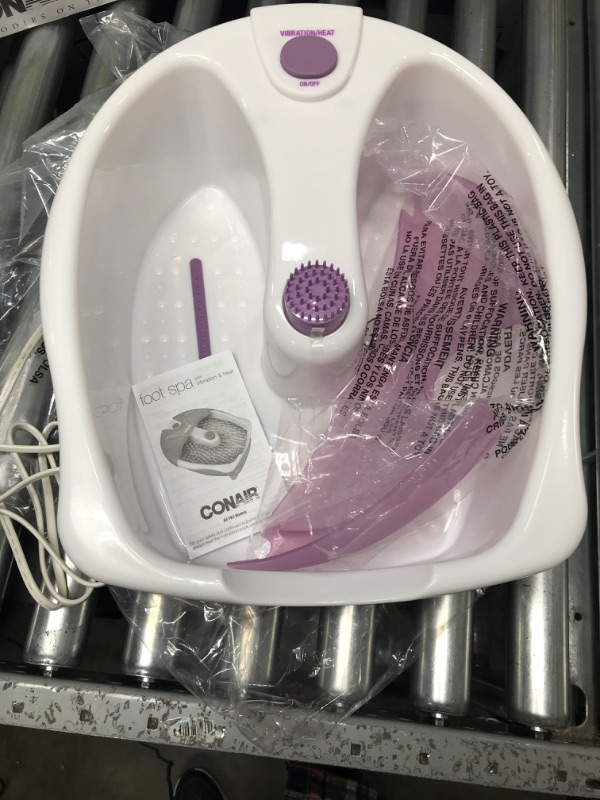 Photo 2 of Conair Soothing Pedicure Foot Spa Bath with Soothing Vibration Massage, Deep Basin Relaxing Foot Massager with Jets, Pink/White Lavender