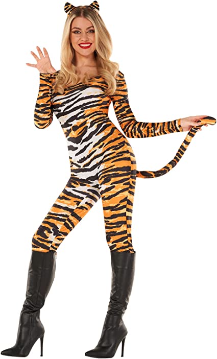 Photo 1 of Morph Costumes Tiger Bodysuit For Women Tiger Costume Adult Tiger Print Bodysuit Halloween Costumes For Women
size m