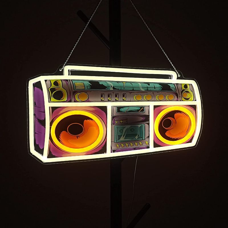 Photo 1 of 15x8.5 inch Cartoon Tape Recorder Neon Sign Art Wall Lights for Beer Bar Club Bedroom Hotel Pub Cafe Wedding Birthday Party Gifts
