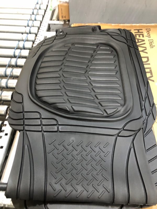 Photo 2 of Motor Trend - MT-923-BK 923-BK Black FlexTough Contour Liners-Deep Dish Heavy Duty Rubber Floor Mats for Car SUV Truck & Van-All Weather Protection, Universal Trim to Fit Full Set Black