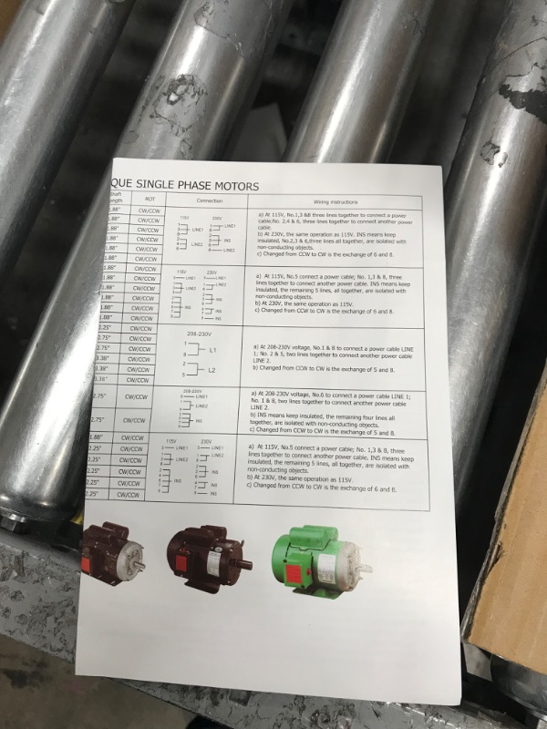 Photo 2 of 2 HP Electric Motor Farm Duty Single Phase Motor 3450RPM 56 Frame 5/8" Shaft 115/230V TEFC CW/CCW