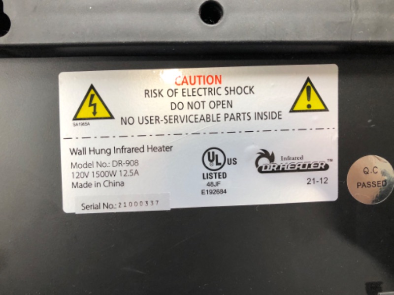 Photo 1 of NOT WORKING!!* Dr Infrared Heater HeatStyle 2-Way Wall Mount or Portable Space Heater, Energy Saving Dual-Heat System, Child and Pet Safe, Powerful 1500 Watt Space Heater
