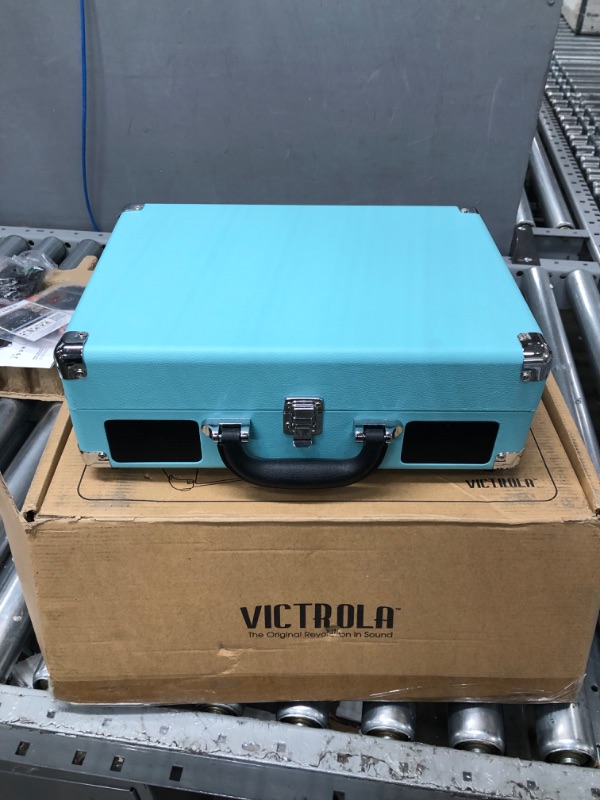 Photo 2 of Victrola Journey+ Bluetooth Suitcase Record Player, Turquoise (VSC-400SB-TRQ-SDF) Turquoise Record Player