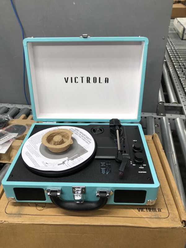 Photo 3 of Victrola Journey+ Bluetooth Suitcase Record Player, Turquoise (VSC-400SB-TRQ-SDF) Turquoise Record Player