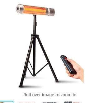 Photo 1 of EconoHome Electric Outdoor Heater - Infrared heater Outdoor and Indoor usage - IP65 Dustproof and Waterproof Wall-mounted/Tripod infrared Patio Heater with Remote Control - 750-1500 Watts Halogen Lamp
