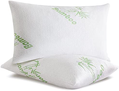 Photo 1 of 2- Sleepsia Bamboo Pillow (Standard Size 26"x20") - Shredded Memory Foam Soft Bed Pillow for Side, Back and Stomach Sleepers - Luxury Pillows for Sleeping for Neck Support with Washable Case 