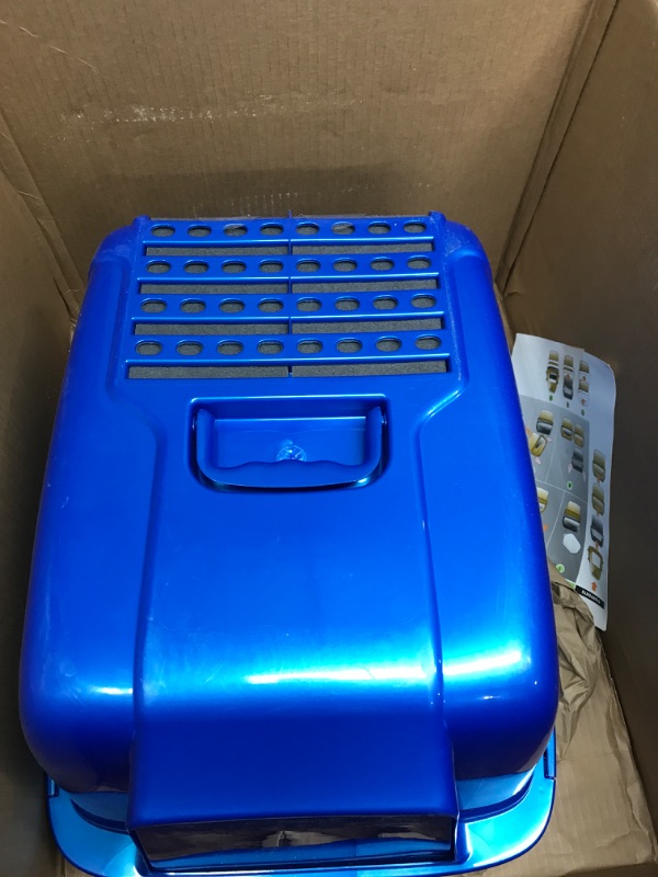 Photo 2 of *Used* Van Ness Pets Odor Control Extra Large, Giant Enclosed Cat Pan with Odor Door, Hooded, Blue, CP7
