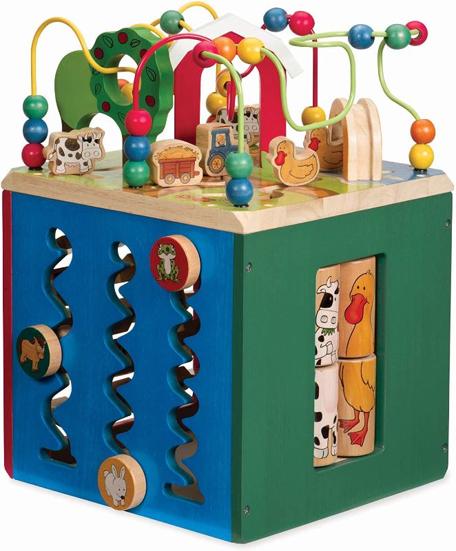 Photo 1 of *Major Damage/Parts Only* Battat – Wooden Activity Cube – Discover Farm Animals Activity Center for Kids 1 year +, Standard
