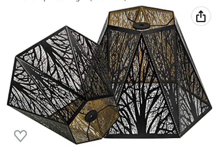 Photo 1 of 2 Pack Modern Lamp Shades Metal Lampshade Tree Shadow Lamp Shade Medium Black Hollow out Carved Forest Decorative Lampshade with Pattern of Trees for Table Lamp Floor Light (Rhombus