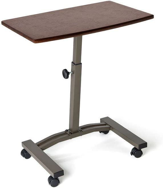 Photo 1 of Seville Classics WEB162 Mobile Laptop Computer Desk Cart Height-Adjustable from 20.5" to 33", Slim, Walnut
