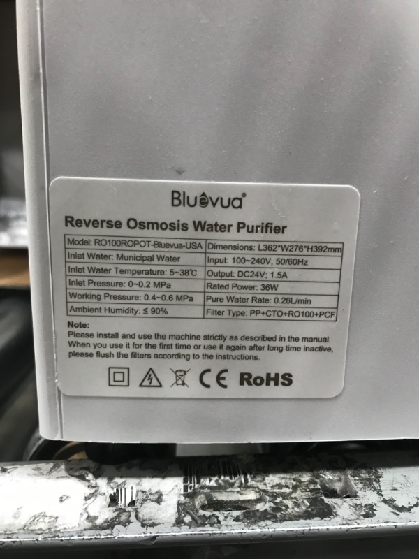 Photo 3 of Bluevua RO100ROPOT Reverse Osmosis System Countertop Water Filter, 4 Stage Purification, Counter RO Filtration, 2:1 Pure to Drain, Purified Tap Water, Portable Water Purifier for Home
