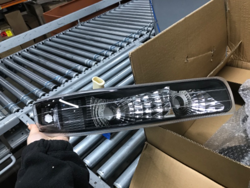 Photo 1 of DWVO Headlight Assembly Compatible with 1999-2002 Chevy Silverado / 2000-2006 Chevrolet Tahoe Suburban with Bumper Lights Clear Reflector Black Housing
