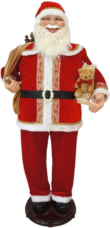 Photo 1 of **plugged  into power outlet  NON-FUNCTIONAL**
Fraser Hill Farm 58-in. Dancing Santa with Toy Sack, Teddy Bear, and Wrapped Gifts | Indoor Animated Holiday Home Decor | Motion-Activated Christmas Animatronic | FSC058-2RD6
