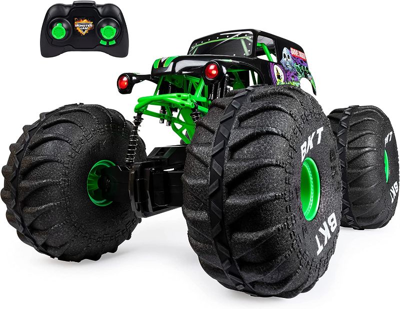 Photo 1 of **FRONT DRIVER TIRE BROKEN,  SEE PHOTO**
Monster Jam, Official Mega Grave Digger All-Terrain Remote Control Monster Truck with Lights, 1: 6 Scale, Kids Toys for Boys
