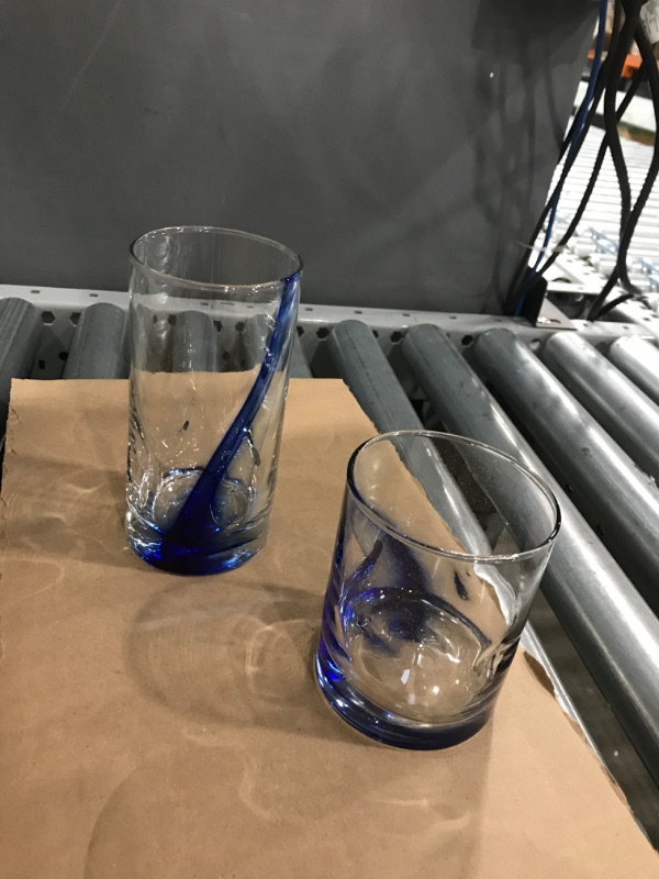 Photo 1 of **ONE LARGE GLASS MISSING**
libbey blue ribbon impressions 16piece tumbler and rocks glass set