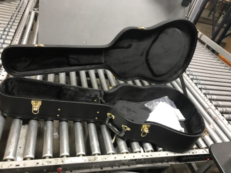 Photo 2 of  Acoustic Dreadnought Guitar Hard Case Wooden Hard Shell Carrying Case with Lock Latch Key Black****missing key***