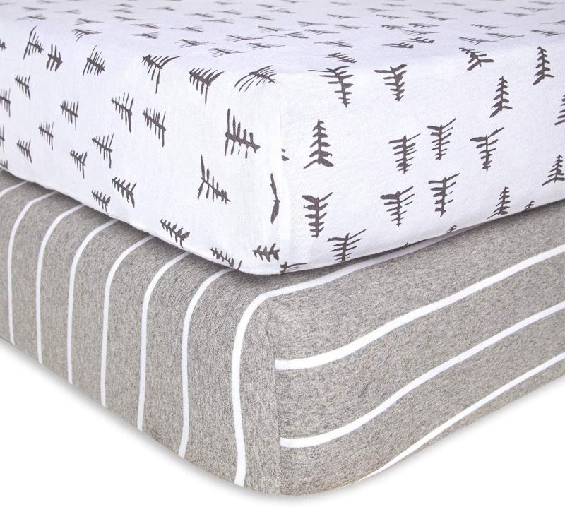 Photo 1 of Burt's Bees Baby - Fitted Crib Sheets, 2-Pack, Boys & Unisex 100% Organic Cotton Crib Sheet for Standard Crib and Toddler Mattresses (Pine Forest)
