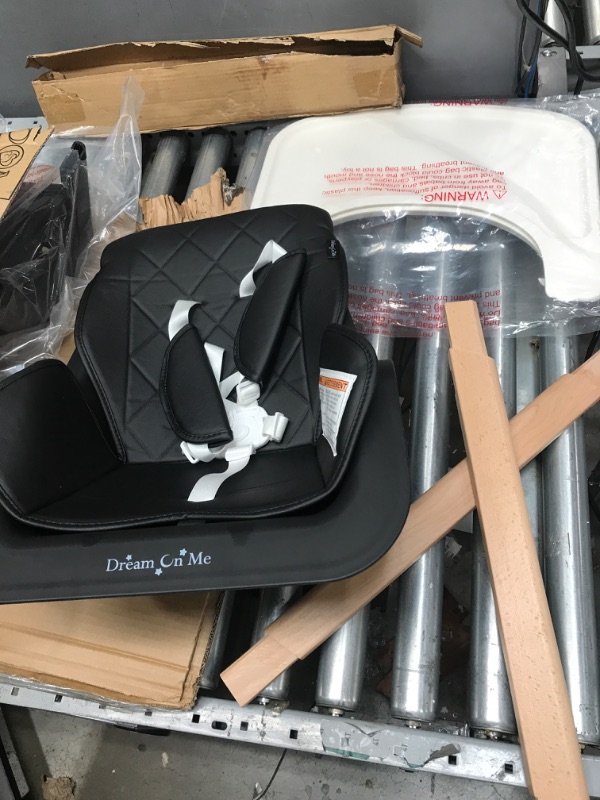 Photo 2 of **MISSING PARTS** Dream On Me Nibble Wooden Compact High Chair in Black | Light Weight | Portable |Removable seat Cover I Adjustable Tray I Baby and Toddler 252 Black