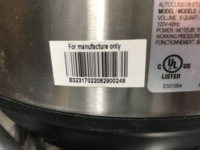 Photo 3 of **FLASHES LID ERROR* MISSING PARTS* Instant Pot 8 qt 11-in-1 Air Fryer Duo Crisp + Electric Pressure Cooker