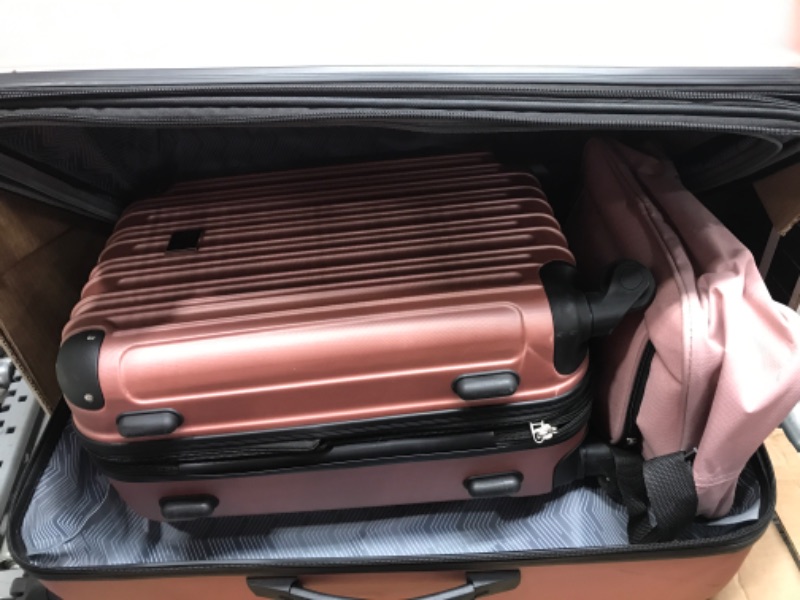 Photo 3 of **MISSING PARTS** TRAVELERS CLUB LUGGAGE 4 PIECE LUGGAGE SET, ROSE GOLD, 4 PC

