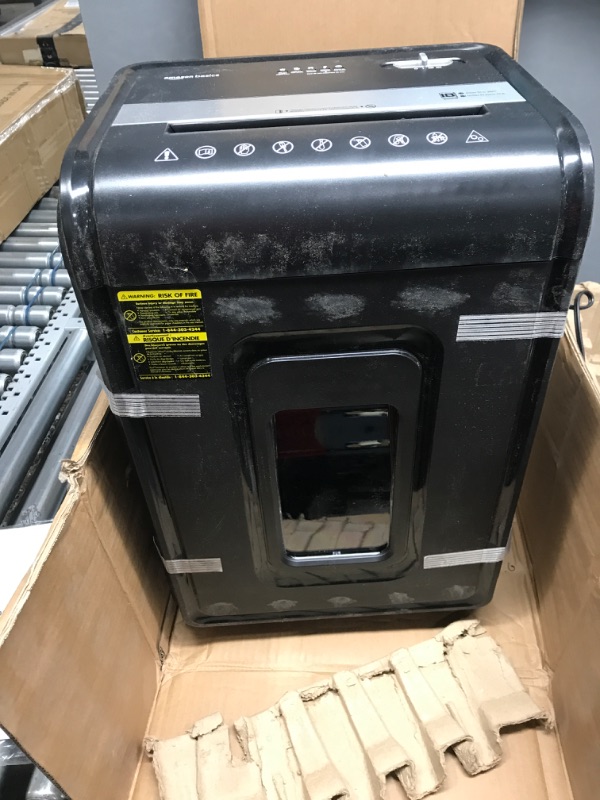 Photo 2 of **NONFUNCTIONAL OVERHEATS** Amazon Basics 18-Sheet Micro-Cut Paper, CD, and Credit Card Shredder 18 Sheet Shredder