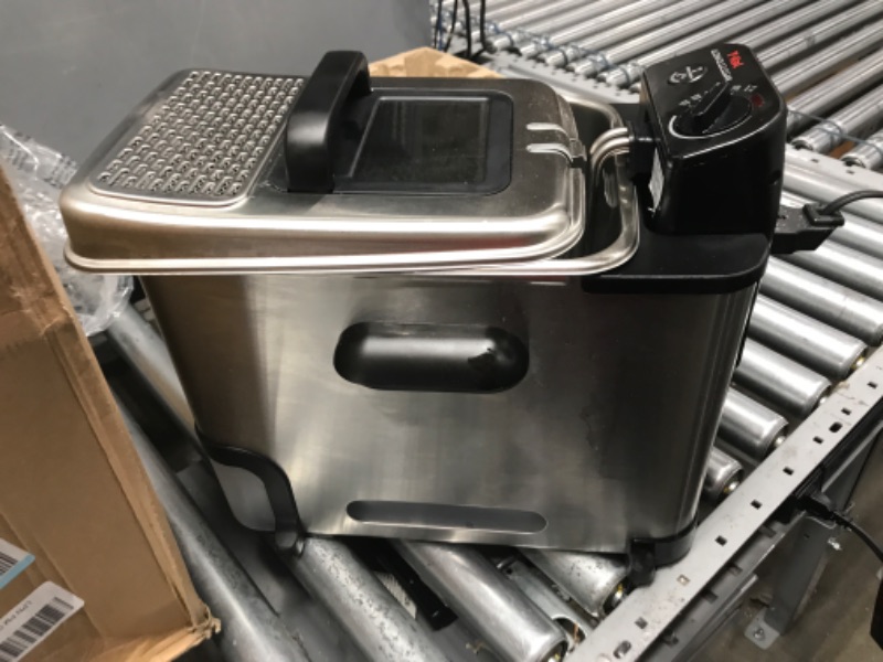 Photo 2 of **NON FUNCTIONAL PARTS ONLY* MISSING PARTS* T-fal Deep Fryer with Basket, Stainless Steel, Easy to Clean Deep Fryer, Oil Filtration, 2.6-Pound, Silver, Model FR8000 Clean oil filtration system