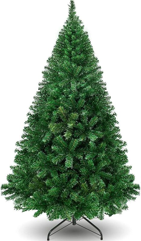 Photo 1 of 6 ft Premium Spruce Artificial Christmas Tree with 918 Branch Tips, Artificial Full Xmas Tree with Foldable Metal Stand, Easy Setup Hinged Artificial Tree for Holiday, Party, Home Decoration, Green
