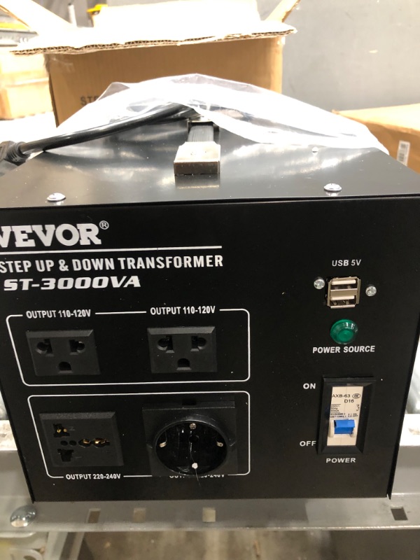 Photo 3 of VEVOR Voltage Converter Transformer, 3000W 240V to 110V 110V to 240V, Heavy Duty Step Up Step Down US to UK Power Converter, 2 US&1 UK&1 Universal Outlet with Circuit Break Protection, CE Certified