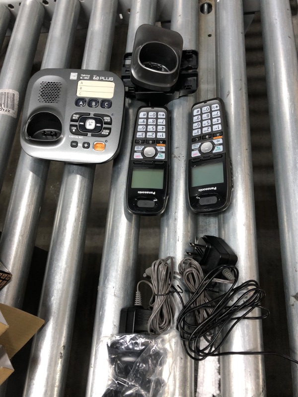 Photo 2 of Panasonic DECT 6.0 Plus Cordless Amplified Phone with Digital Answering System Expandable to 6 Handsets Talking Caller ID – 2 Handsets Included (KX-TG6592T),Titanium Black 2 Handsets - KX-TG6592T