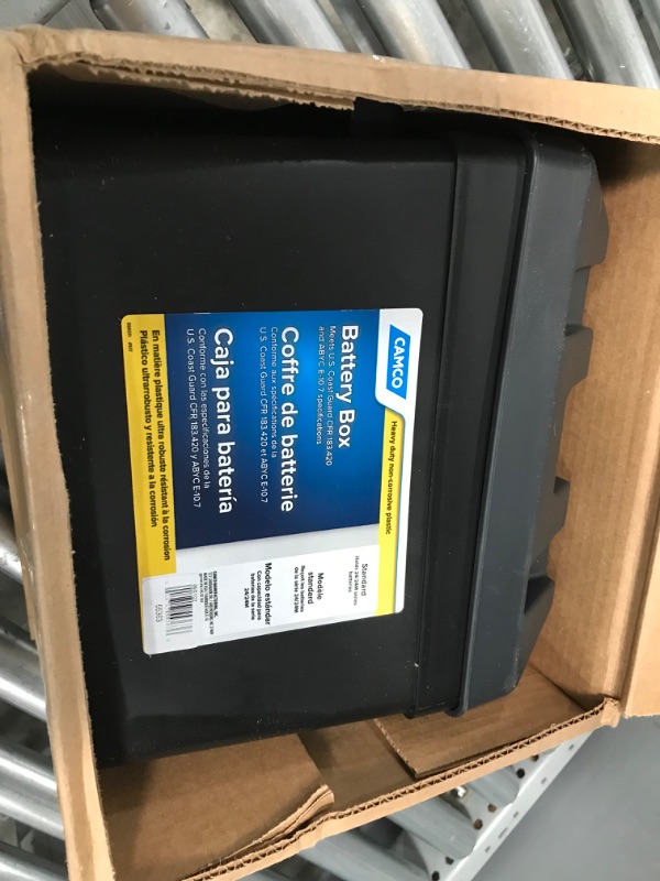 Photo 3 of Camco Heavy Duty Battery Box with Straps and Hardware - Group 24 |Safely Stores RV, Automotive, and Marine Batteries |Durable Anti-Corrosion Material | Measures 7-1/4" x 10-3/4" x 8" | (55363) Frustration Free Packaging Regular Battery Box