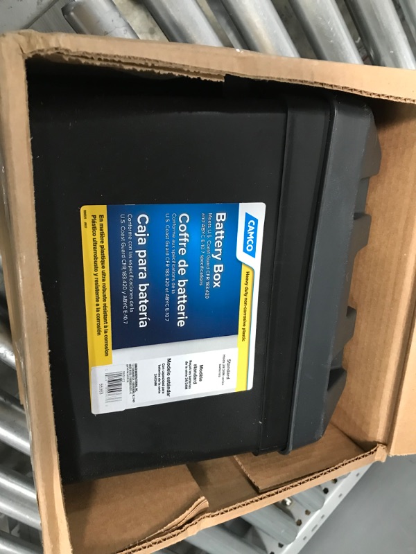 Photo 2 of Camco Heavy Duty Battery Box with Straps and Hardware - Group 24 |Safely Stores RV, Automotive, and Marine Batteries |Durable Anti-Corrosion Material | Measures 7-1/4" x 10-3/4" x 8" | (55363) Frustration Free Packaging Regular Battery Box