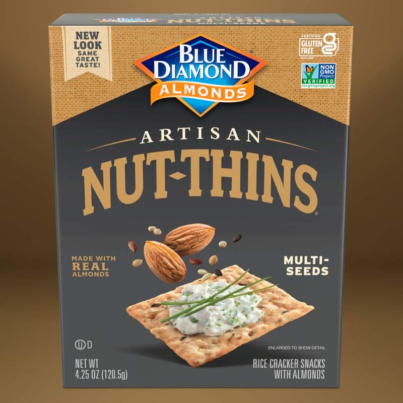 Photo 1 of **BBD: FEB 12 2023**
Blue Diamond Almonds Artisan Nut Thins Cracker Crisps, Multi-Seeds, 4.25 Ounce (Pack of 12)
