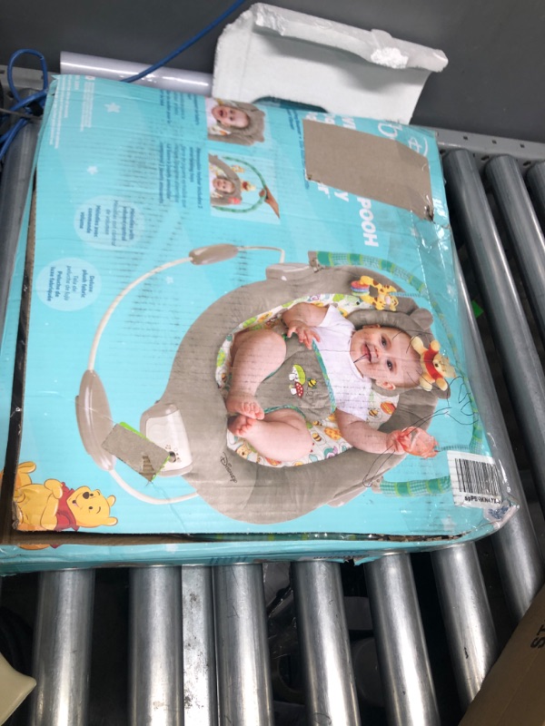 Photo 1 of Bright Starts Winnie the Pooh Dots & Hunny Pots Baby Bouncer with Vibrating Infant Seat, Music & 3 Playtime Toys, 23x19x23 Inch