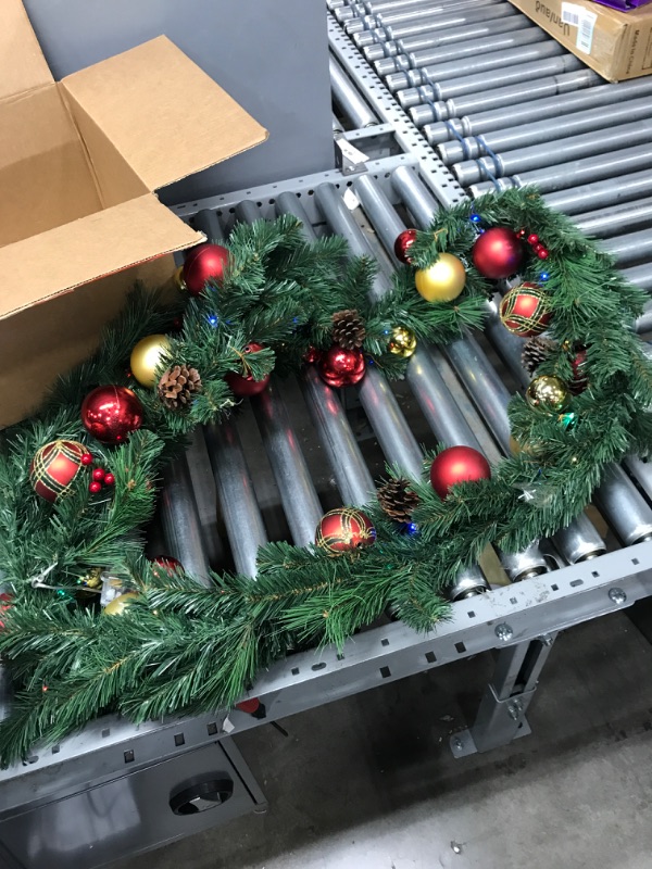 Photo 2 of ***TESTED***POWERED ON**[ Very Thick & Realistic Feel ] 18 Inch Prelit Artificial Christmas Wreath for Front Door Timer 40 Lights 5 Pinecones 30 Red Berries 160 Branches Battery Operated Christmas Decorations Indoor Outdoor
