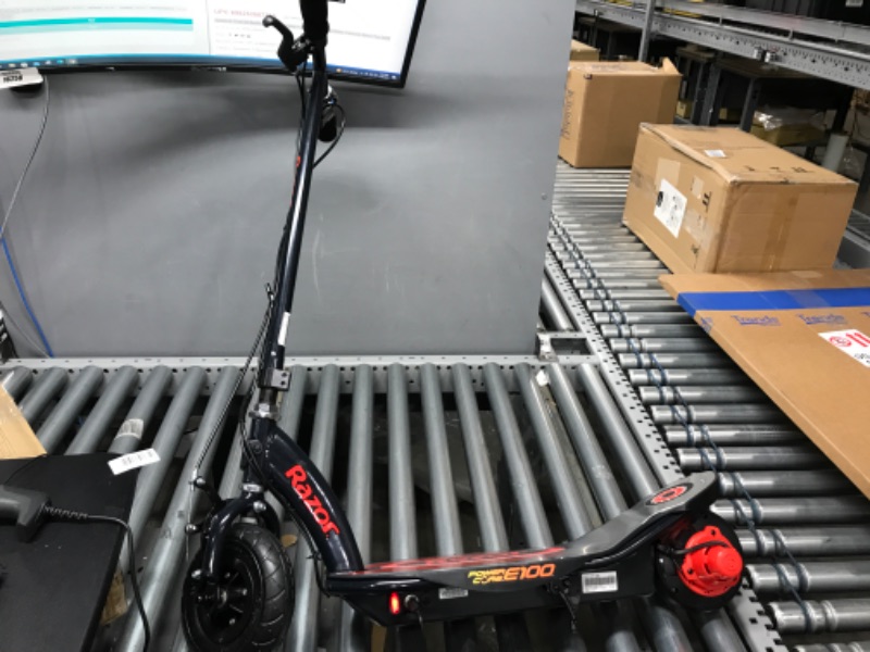 Photo 2 of **TESTED**POWERED ON**SEE CLERK NOTES** Razor Power Core E100 Electric Scooter - 100w Hub Motor, 8" Air-filled Tire, Up to 11 mph and 60 min Ride Time, for Kids Ages 8+
