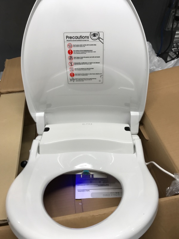 Photo 2 of ALPHA BIDET iX Hybrid Bidet Toilet Seat in Elongated White | Endless Warm Water | Stainless Steel Nozzle | 4 Wash Functions | LED Nightlight | Warm Air Dryer | Wireless Remote | Oscillation and Pulse