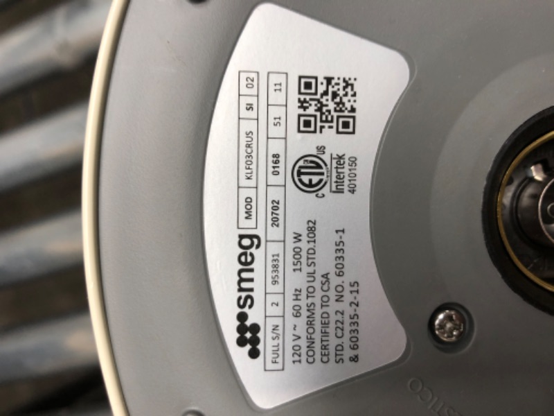 Photo 1 of *Tested* Smeg KLF03CRUS 50's Retro Style Aesthetic Electric Kettle with Embossed Logo, Cream Gray