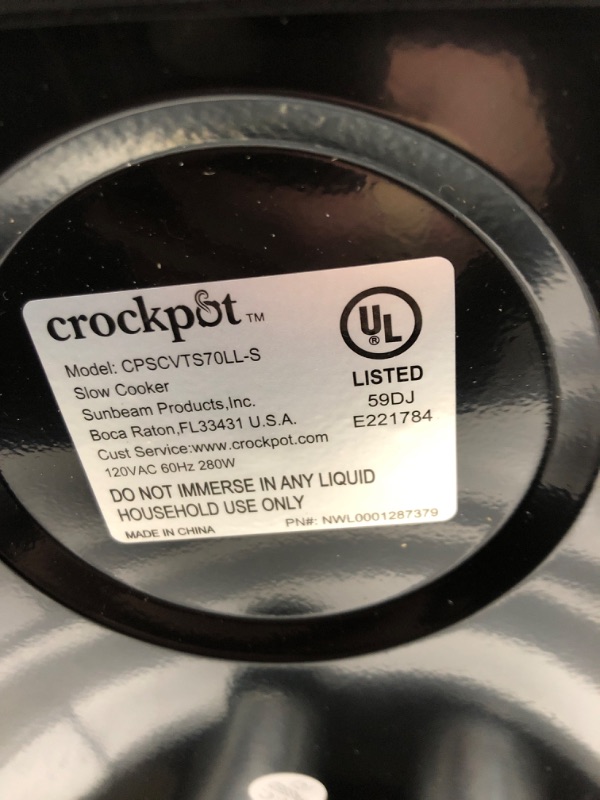 Photo 3 of *Tested* Crockpot Portable 7 Quart Slow Cooker with Locking Lid and Auto Adjust Cook Time Technology, Stainless Steel