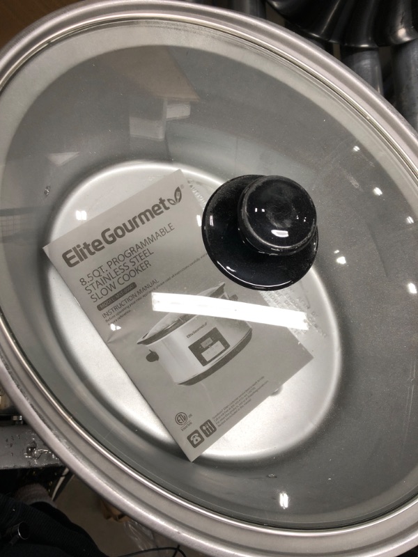 Photo 2 of *Tested/Missing Crock Pot-See Photos*Elite Gourmet MST-900D# Digital Programmable Slow Cooker, Oval Adjustable Temp, Entrees, Sauces, Stews & Dips, Dishwasher Safe Glass Lid & Crock (8.5 Quart, Stainless Steel) 8.5 Quart Stainless Steel