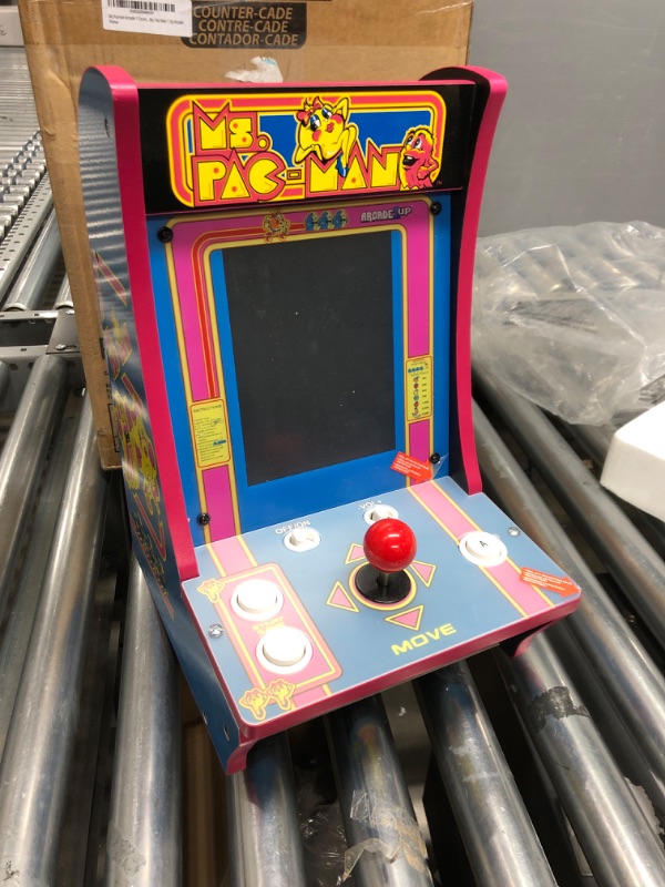 Photo 4 of *Missing Power cord/Unable to Test* Ms Pacman Arcade 1 Counter-Cade Top Real Feel Arcade Controls! 15.75" High Includes Power Adapter, Instructions, and Ms. Pac-Man 1 Up Arcade